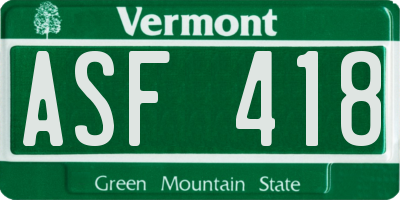 VT license plate ASF418