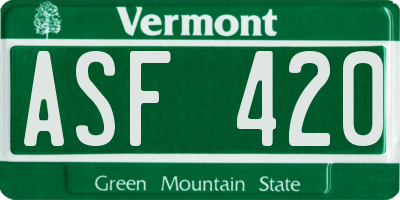 VT license plate ASF420