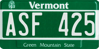 VT license plate ASF425