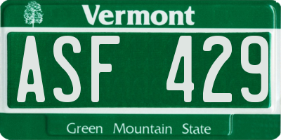 VT license plate ASF429