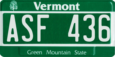 VT license plate ASF436