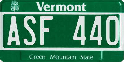 VT license plate ASF440