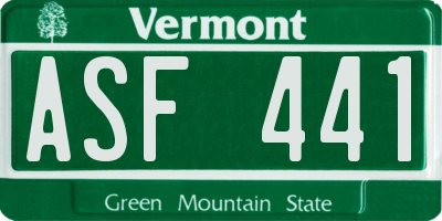 VT license plate ASF441