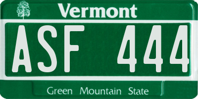 VT license plate ASF444
