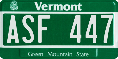 VT license plate ASF447