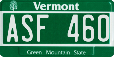 VT license plate ASF460