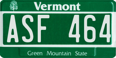 VT license plate ASF464