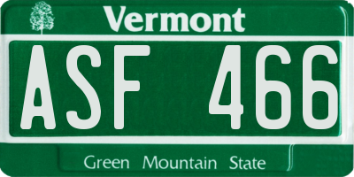 VT license plate ASF466