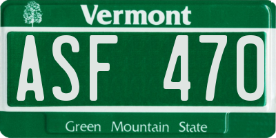 VT license plate ASF470