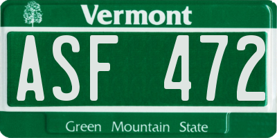 VT license plate ASF472