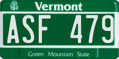 VT license plate ASF479