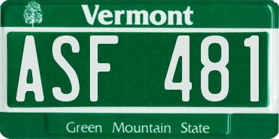 VT license plate ASF481