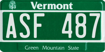 VT license plate ASF487