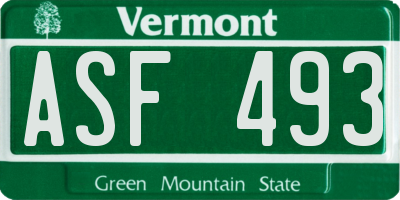 VT license plate ASF493