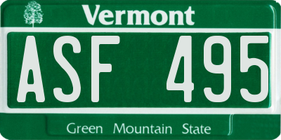 VT license plate ASF495