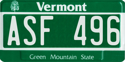 VT license plate ASF496