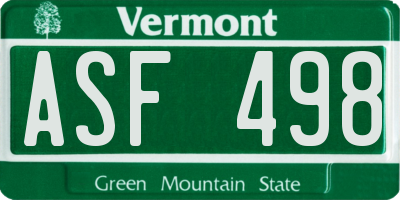 VT license plate ASF498