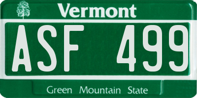 VT license plate ASF499