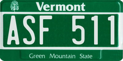 VT license plate ASF511