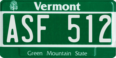 VT license plate ASF512