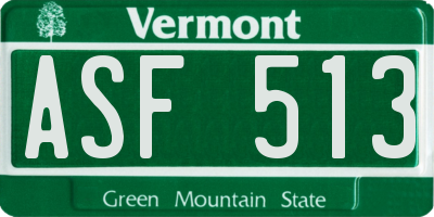 VT license plate ASF513
