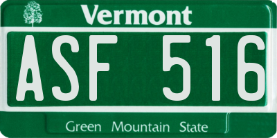 VT license plate ASF516