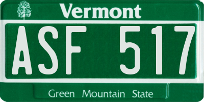 VT license plate ASF517