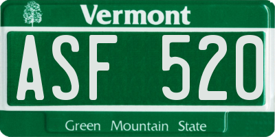 VT license plate ASF520