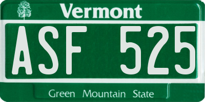 VT license plate ASF525