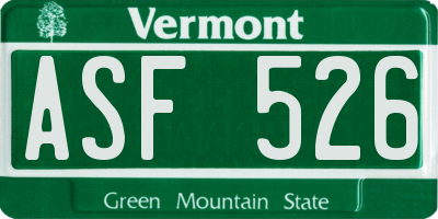 VT license plate ASF526