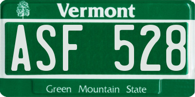 VT license plate ASF528