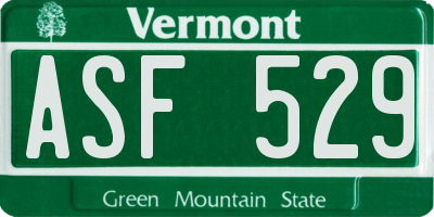 VT license plate ASF529