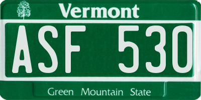 VT license plate ASF530