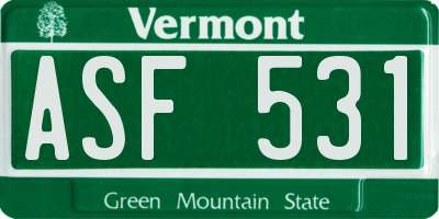 VT license plate ASF531