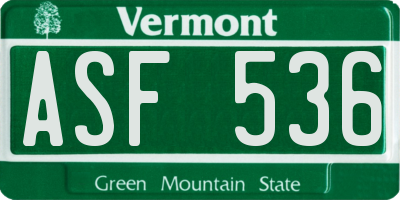 VT license plate ASF536