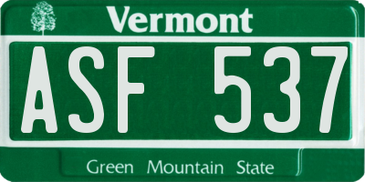 VT license plate ASF537