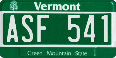 VT license plate ASF541