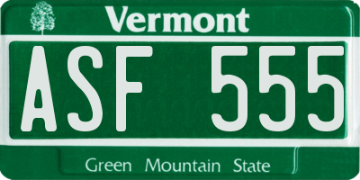 VT license plate ASF555
