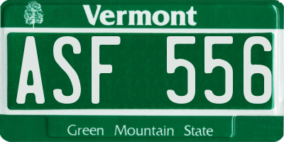 VT license plate ASF556