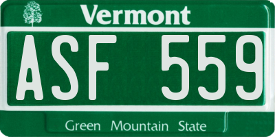 VT license plate ASF559
