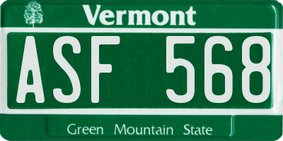 VT license plate ASF568