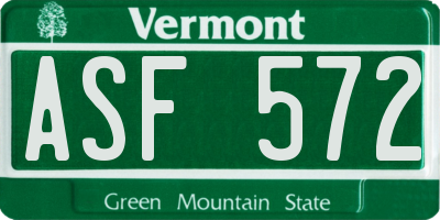 VT license plate ASF572