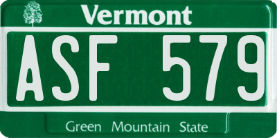 VT license plate ASF579
