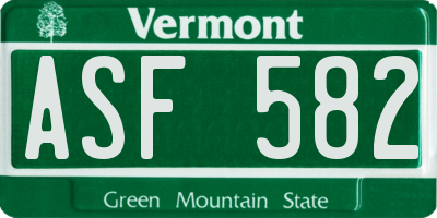 VT license plate ASF582