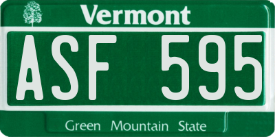 VT license plate ASF595