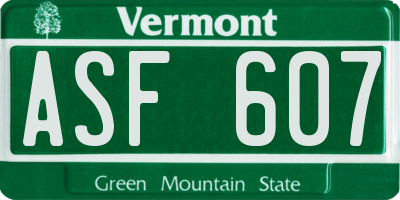 VT license plate ASF607