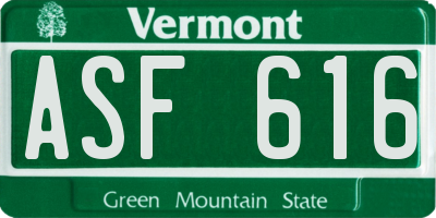 VT license plate ASF616