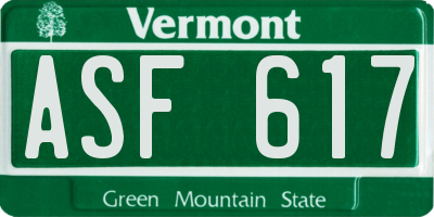 VT license plate ASF617