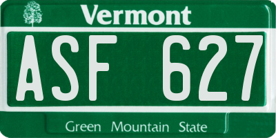 VT license plate ASF627