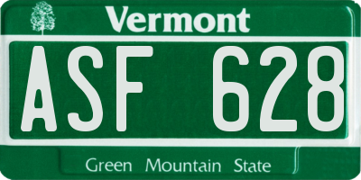 VT license plate ASF628
